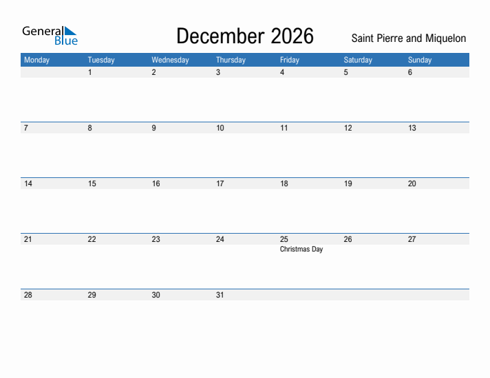 Fillable December 2026 Calendar