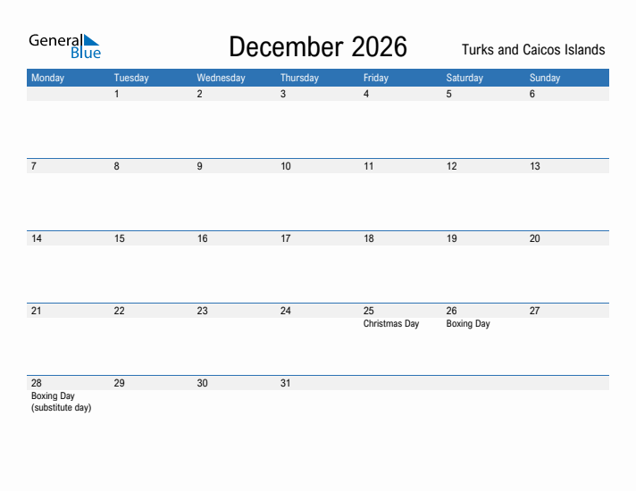 Fillable December 2026 Calendar