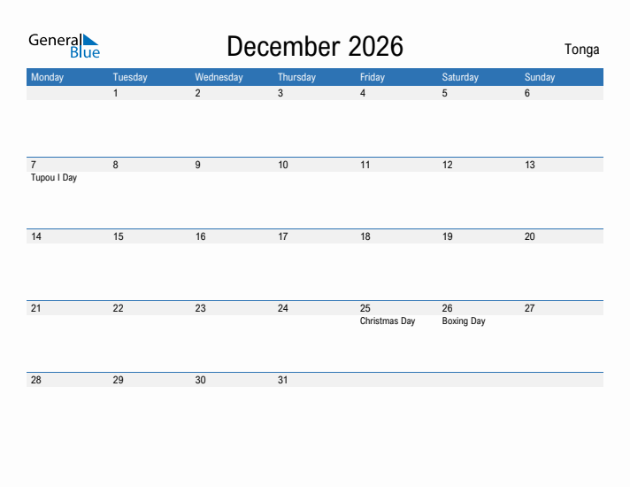 Fillable December 2026 Calendar