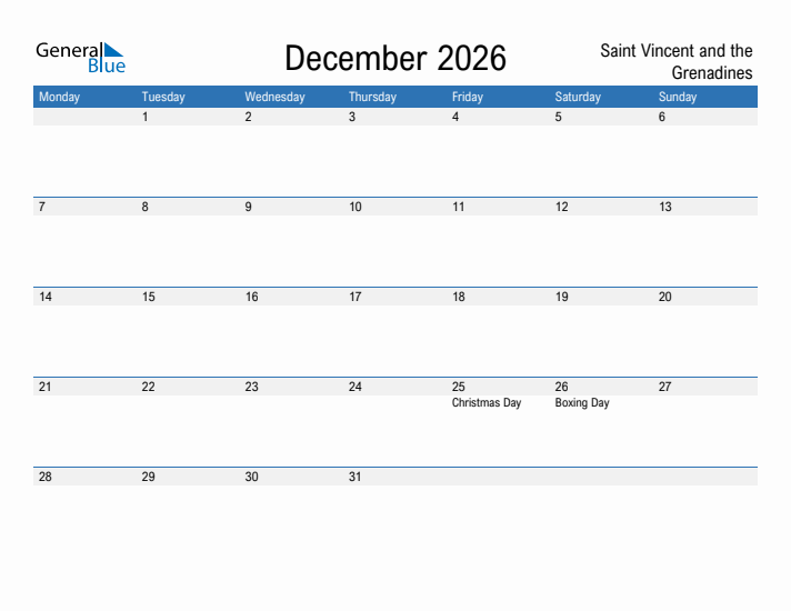 Fillable December 2026 Calendar