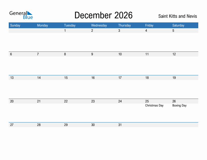 Fillable December 2026 Calendar