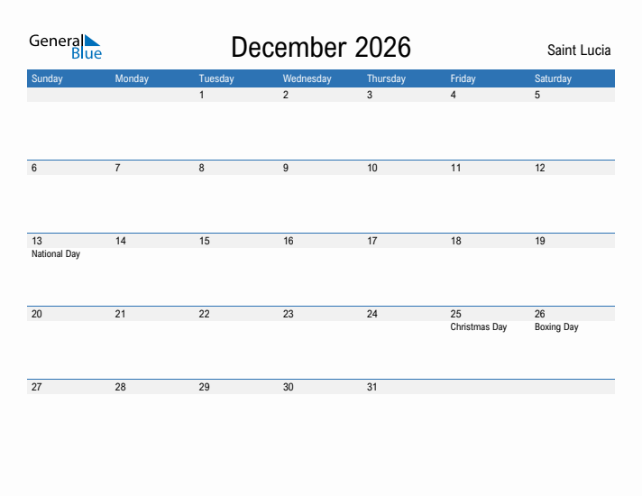 Fillable December 2026 Calendar
