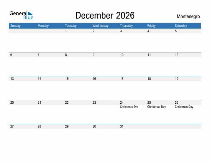 Fillable December 2026 Calendar