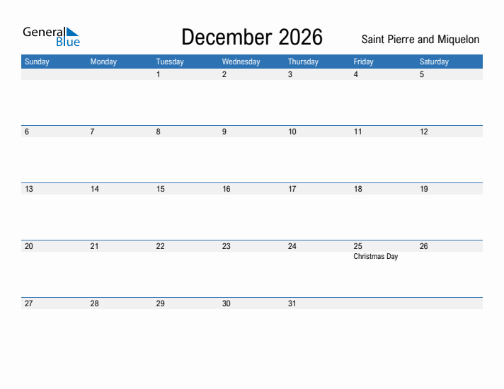 Fillable December 2026 Calendar