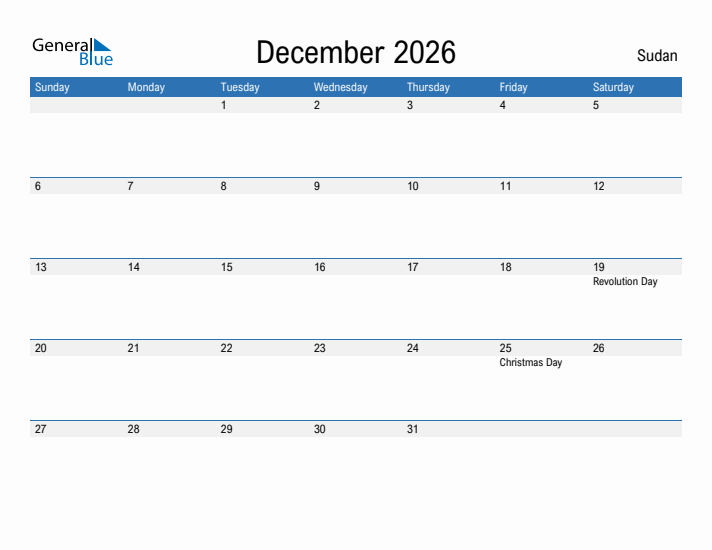 Fillable December 2026 Calendar