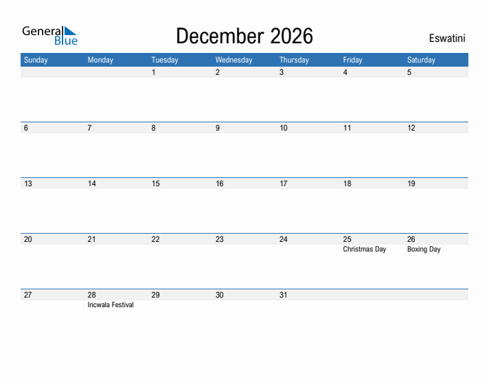 Fillable December 2026 Calendar