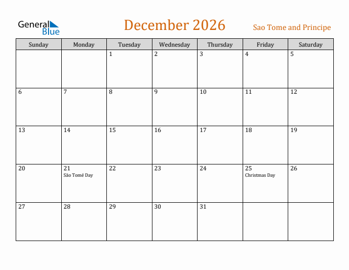 December 2026 Holiday Calendar with Sunday Start
