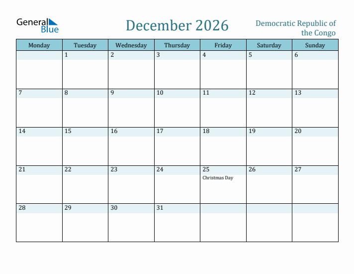 December 2026 Calendar with Holidays