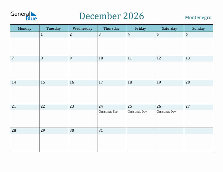 December 2026 Calendar with Holidays