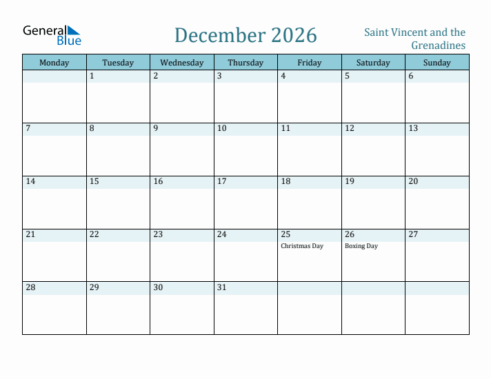 December 2026 Calendar with Holidays