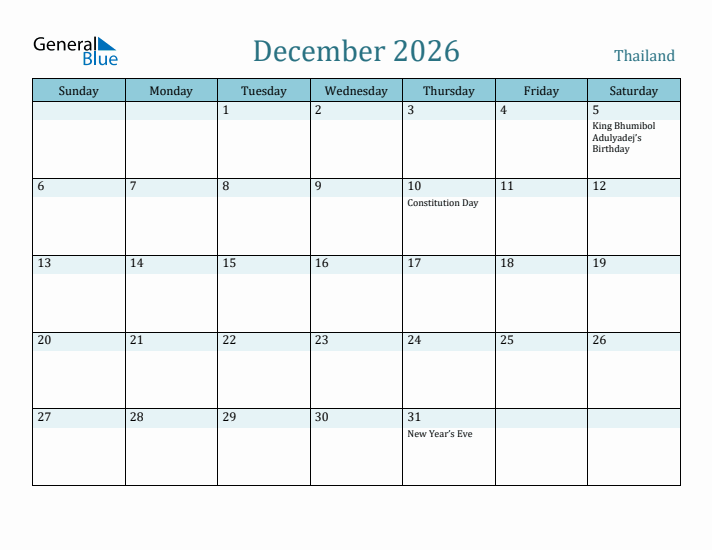 December 2026 Calendar with Holidays