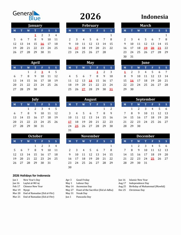 2026 Indonesia Holiday Calendar