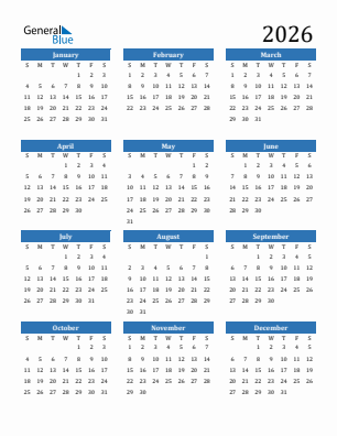 Current year calendar 2026