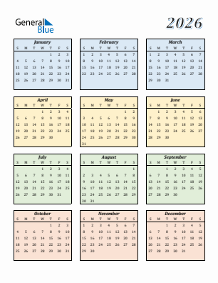 Current year calendar 2026