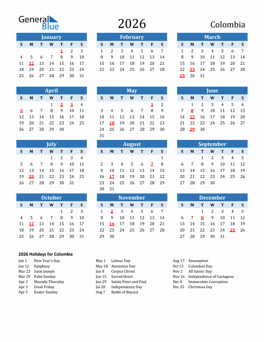 DESCARGAR CALENDARIO 2026 COLOMBIA PDF visual data 6