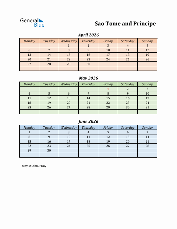 Q2 2026 Holiday Calendar - Sao Tome and Principe