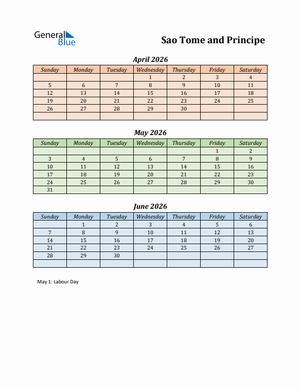 Q2 2026 Holiday Calendar - Sao Tome and Principe