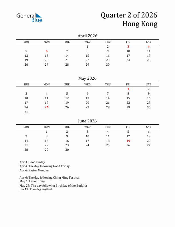 Quarter 2 2026 Hong Kong Quarterly Calendar