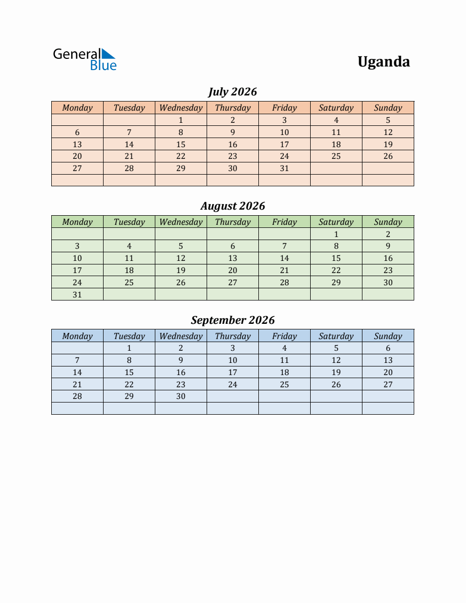 Q3 2026 Holiday Calendar Uganda