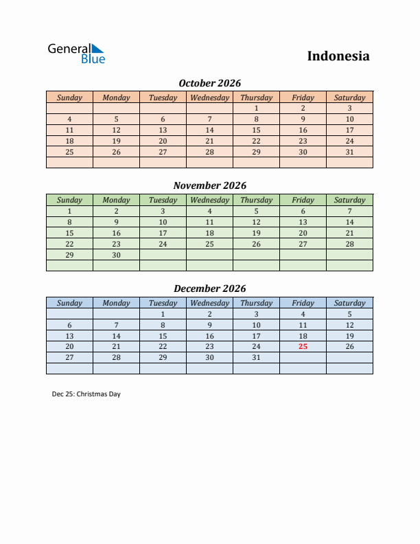 Q4 2026 Holiday Calendar - Indonesia
