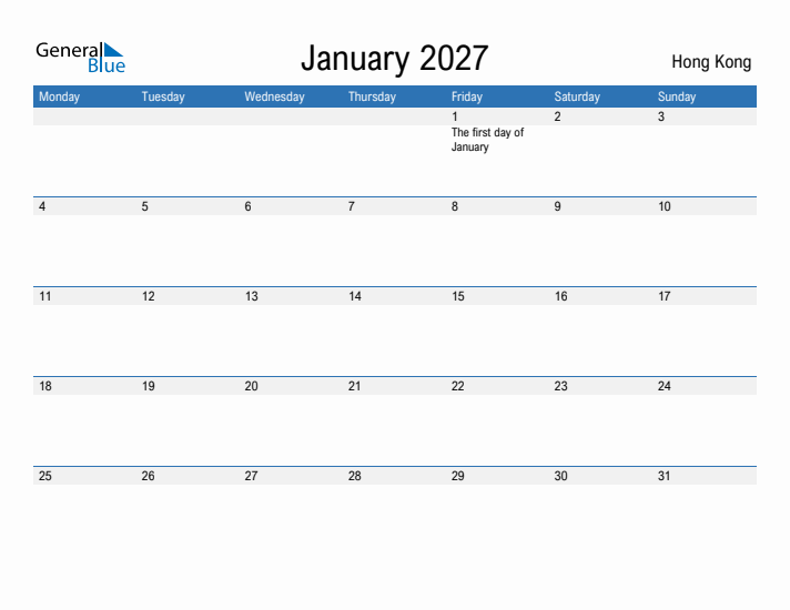 Fillable January 2027 Calendar