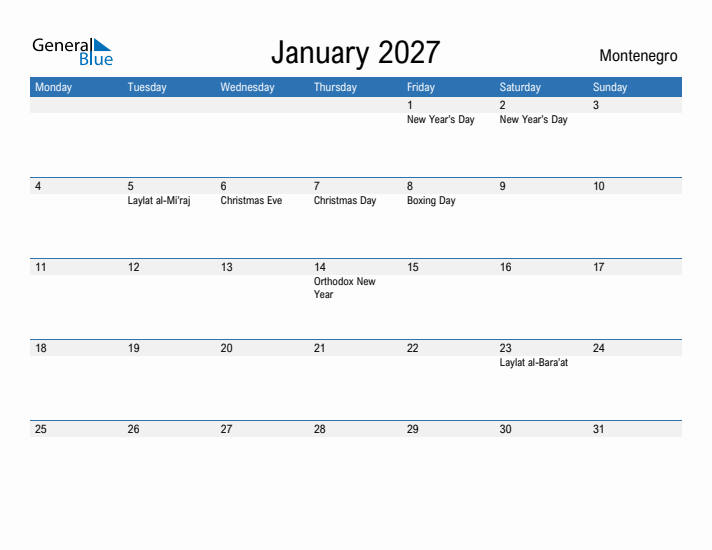 Fillable January 2027 Calendar