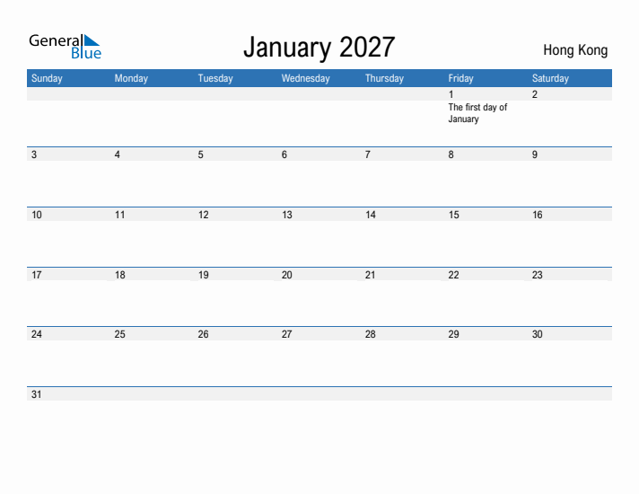 Fillable January 2027 Calendar