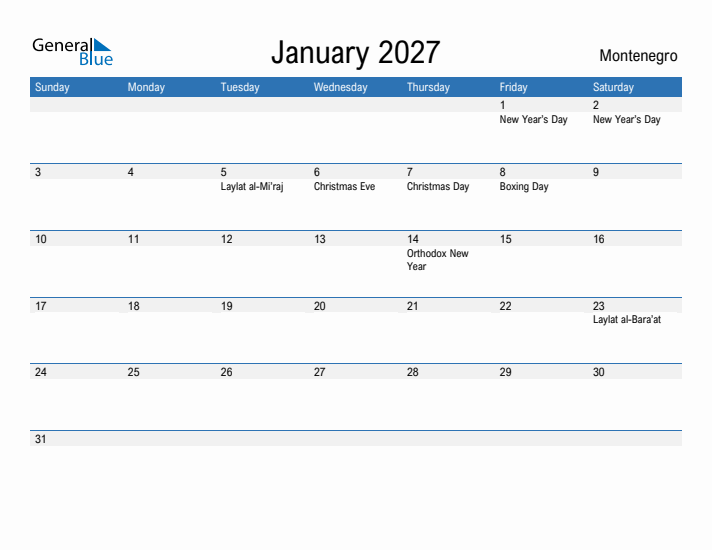 Fillable January 2027 Calendar