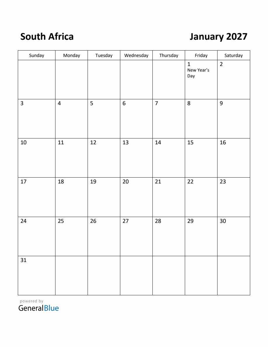 Free Printable January 2027 Calendar For South Africa free-printable-january-2027-calendar-for-south-africa