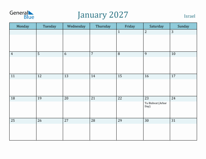 January 2027 Calendar with Holidays