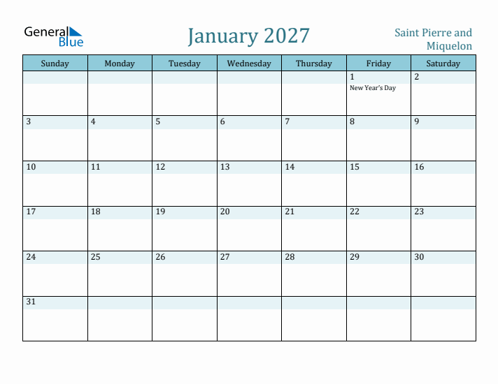 January 2027 Calendar with Holidays