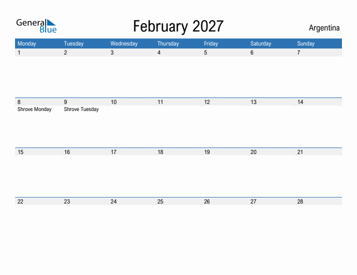 Fillable February 2027 Calendar
