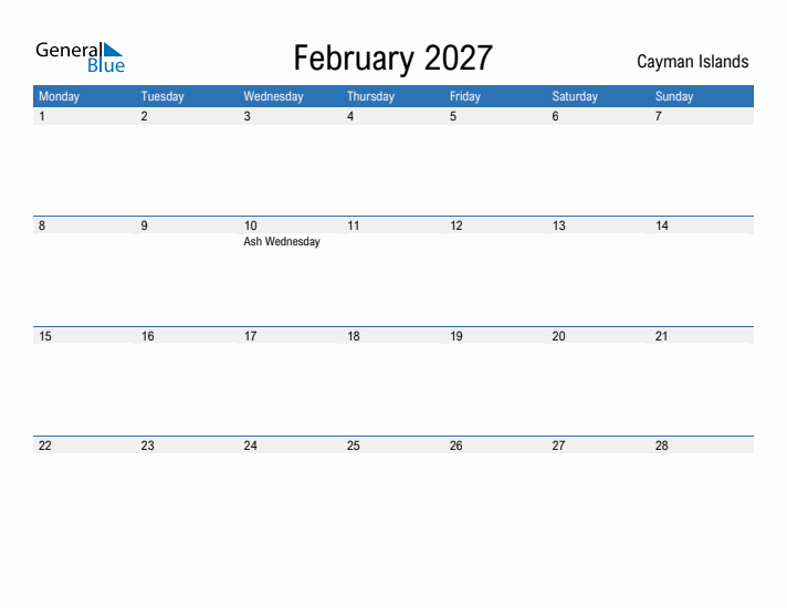 Fillable February 2027 Calendar