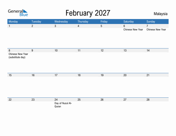 Fillable February 2027 Calendar