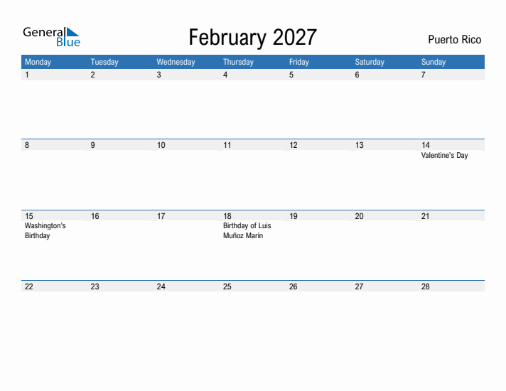 Fillable February 2027 Calendar