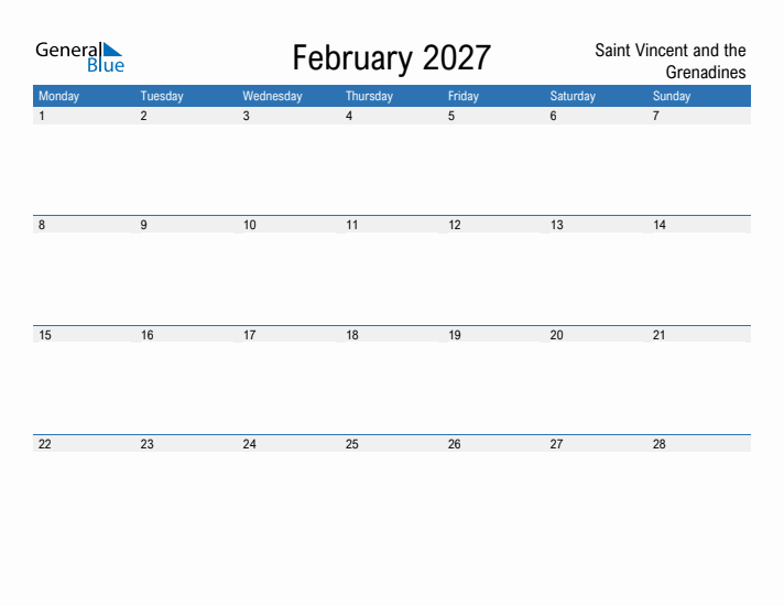 Fillable February 2027 Calendar