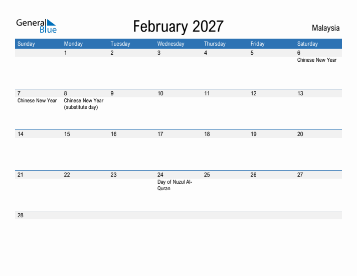 Fillable February 2027 Calendar