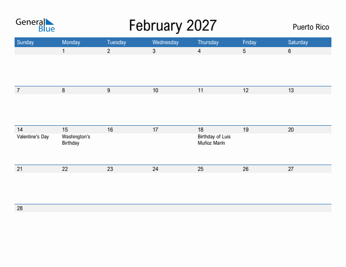 Fillable February 2027 Calendar