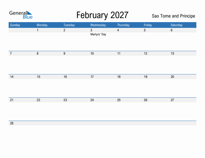 Fillable February 2027 Calendar