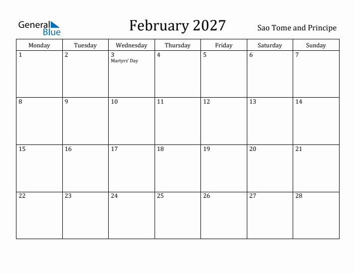 February 2027 Calendar Sao Tome and Principe