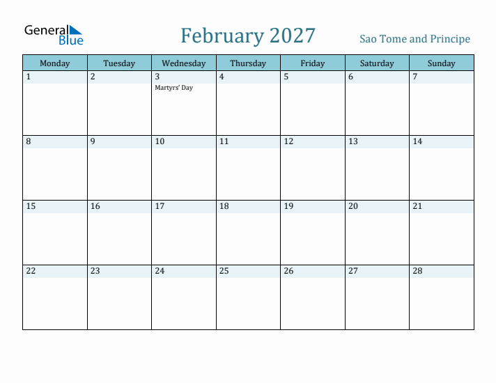 February 2027 Calendar with Holidays