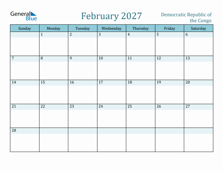 February 2027 Calendar with Holidays