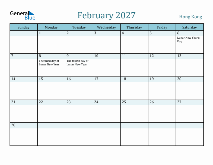 February 2027 Calendar with Holidays