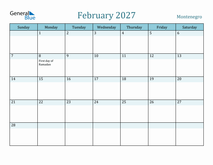 February 2027 Calendar with Holidays