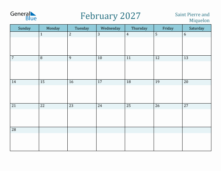 February 2027 Calendar with Holidays