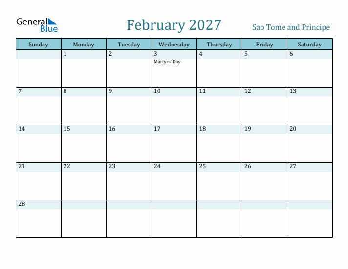 February 2027 Calendar with Holidays