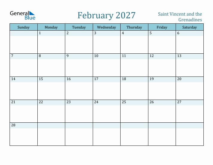 February 2027 Calendar with Holidays