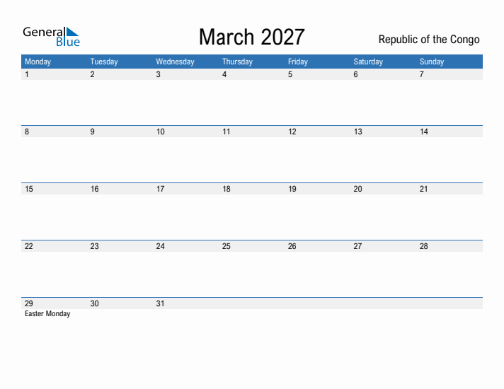 Fillable March 2027 Calendar
