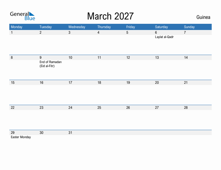 Fillable March 2027 Calendar