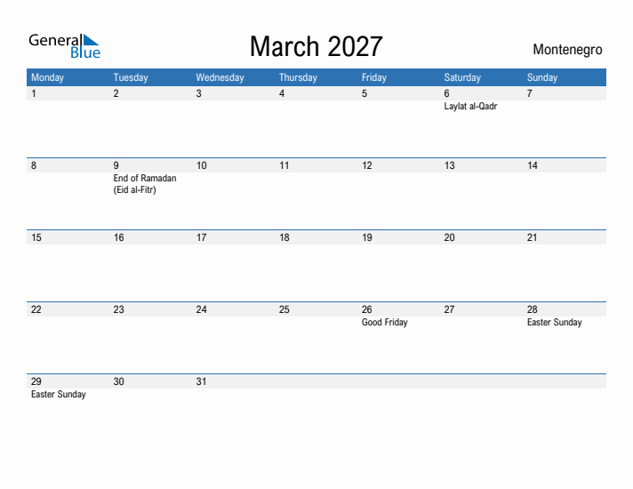 Fillable March 2027 Calendar